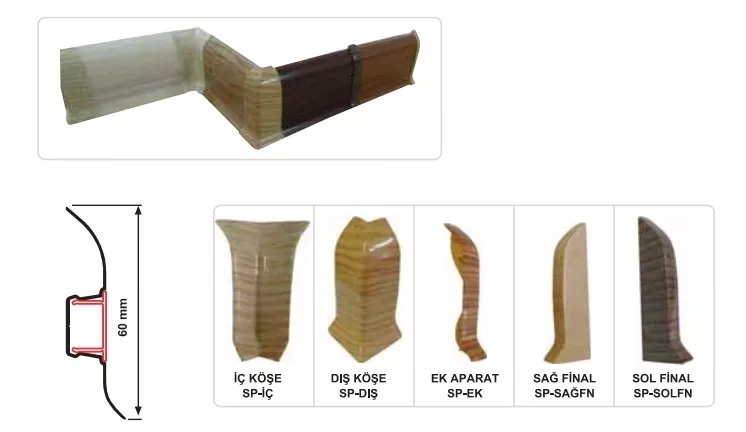 6-9 cm pvc plastik beyaz süpürgelik